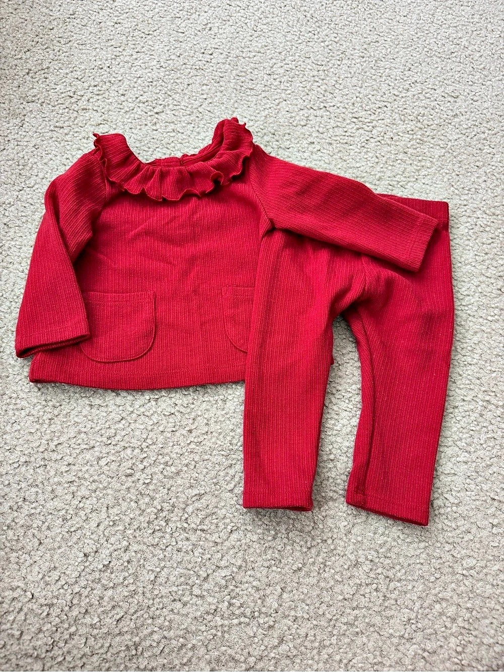 Cloud Island Baby Red Ruffle Matching Set Size 6-9M Like New